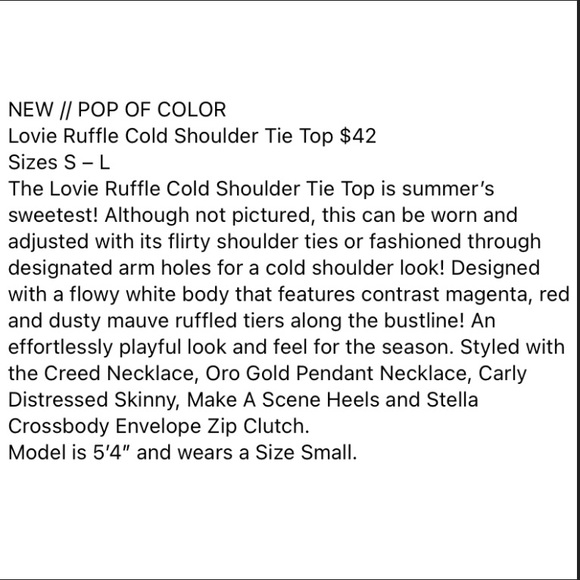 VICI Collection Lovie Ruffle Cold Shoulder Tie Top - Picture 8 of 8